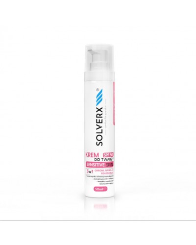 Слънцезащитен крем 3/1 Sensitive spf50+ 50 мл. от Solverx  хидратира и подхранва cosmetology care